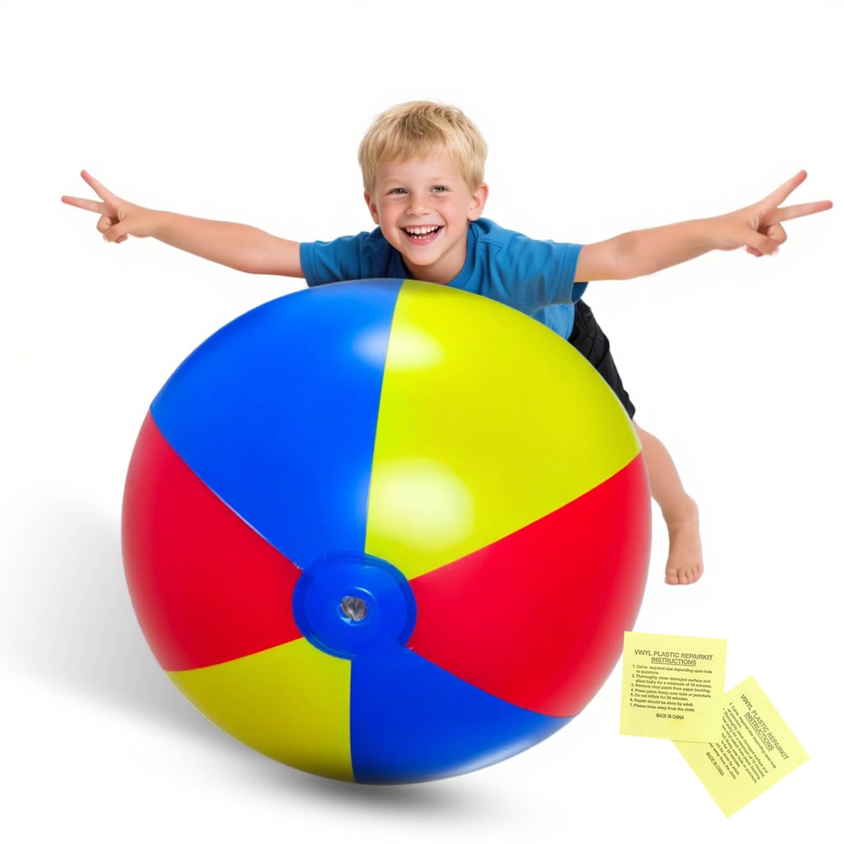 Nujzuir 28'' Extra Large Inflatable Beach Ball – Rainbow Colorful Pool Party Centerpiece
