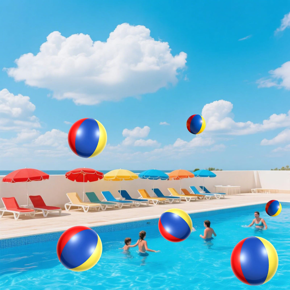 Nujzuir 28'' Extra Large Inflatable Beach Ball – Rainbow Colorful Pool Party Centerpiece