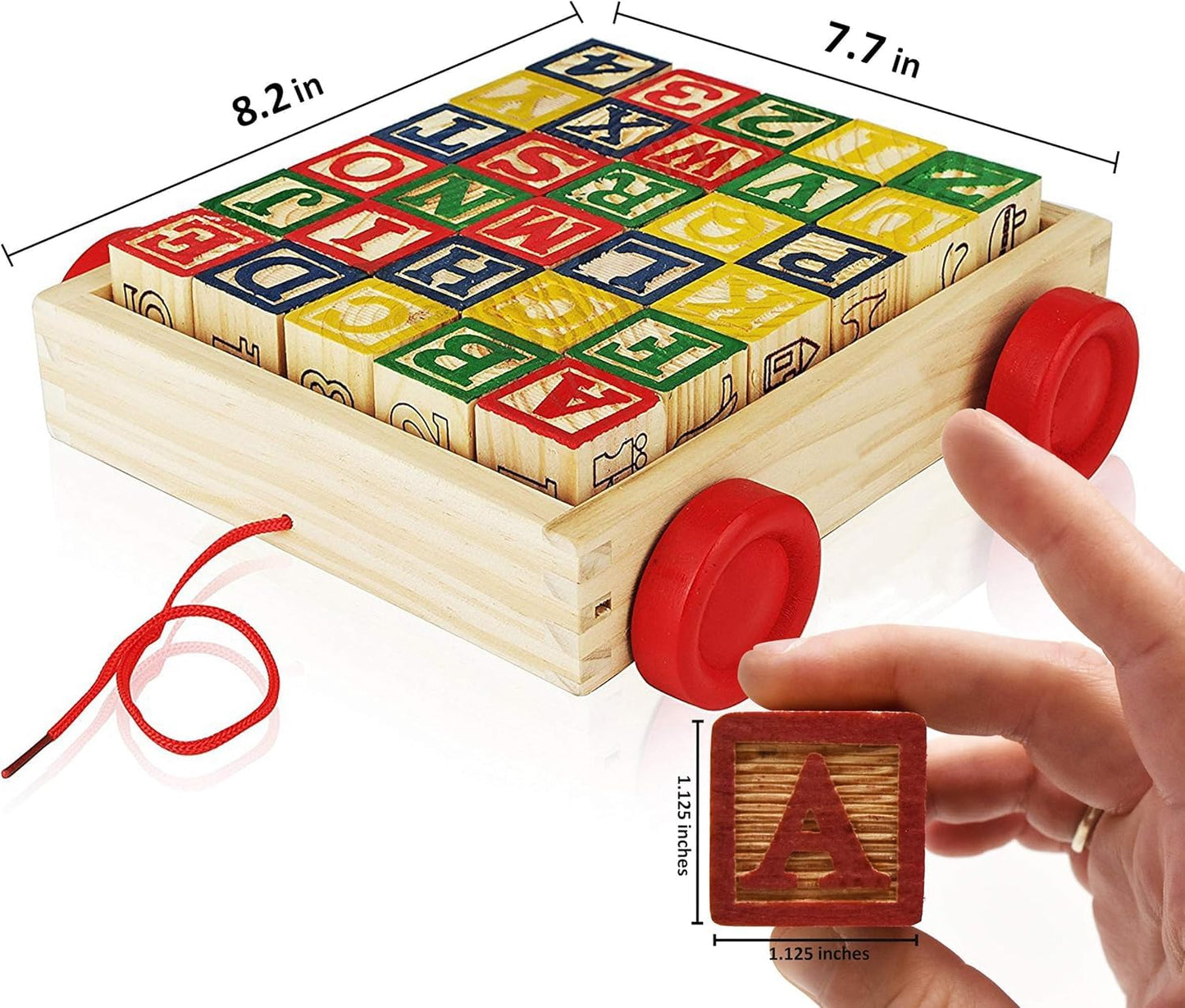 Number 1 in Gadgets Wooden ABC Blocks with Pull Wagon - 30-Piece Educational Alphabet Toy