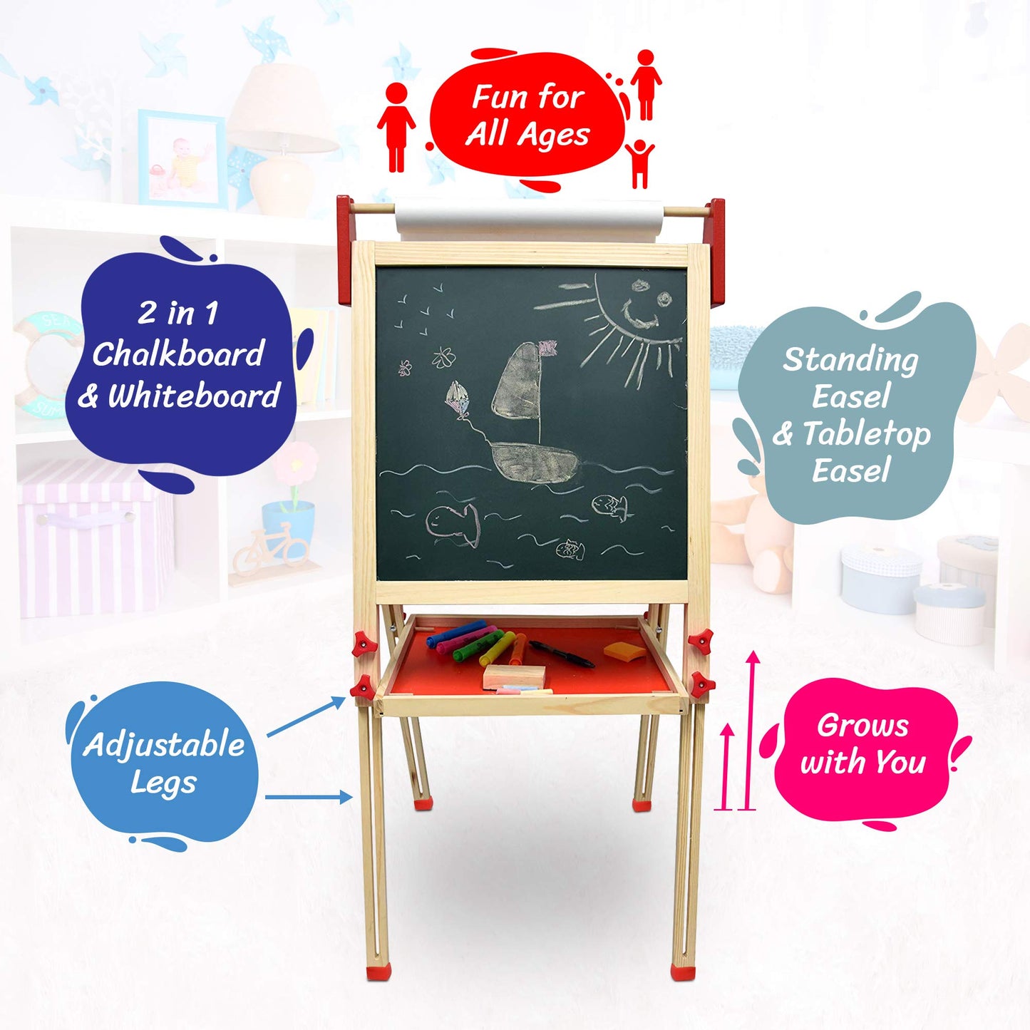 Number 1 in Gadgets Deluxe Standing Art Easel – All-in-One Wooden Kids' Art Station