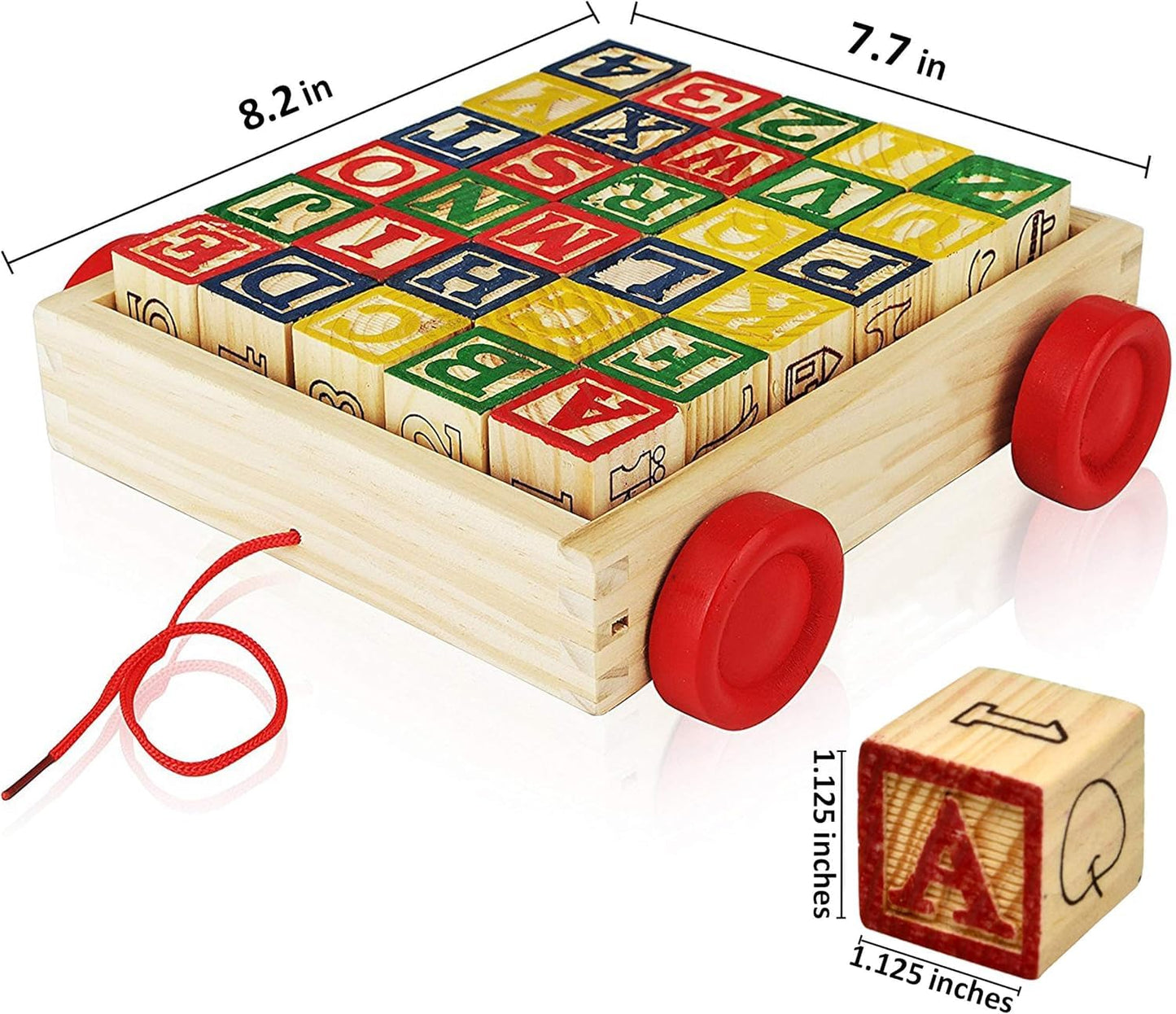 Number 1 in Gadgets Wooden ABC Blocks with Pull Wagon - 30-Piece Educational Alphabet Toy