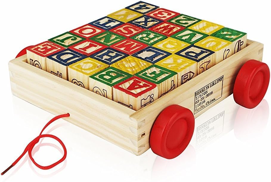 Number 1 in Gadgets Wooden ABC Blocks with Pull Wagon - 30-Piece Educational Alphabet Toy