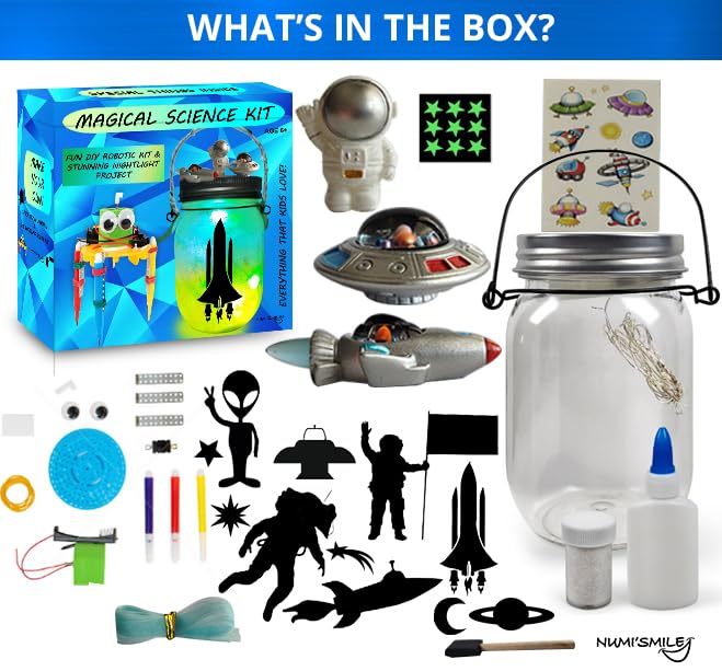 NUMI'SMILE Make Your Own Space Night Light & DIY Robotic Kit - STEM Crafts for Kids 5-12