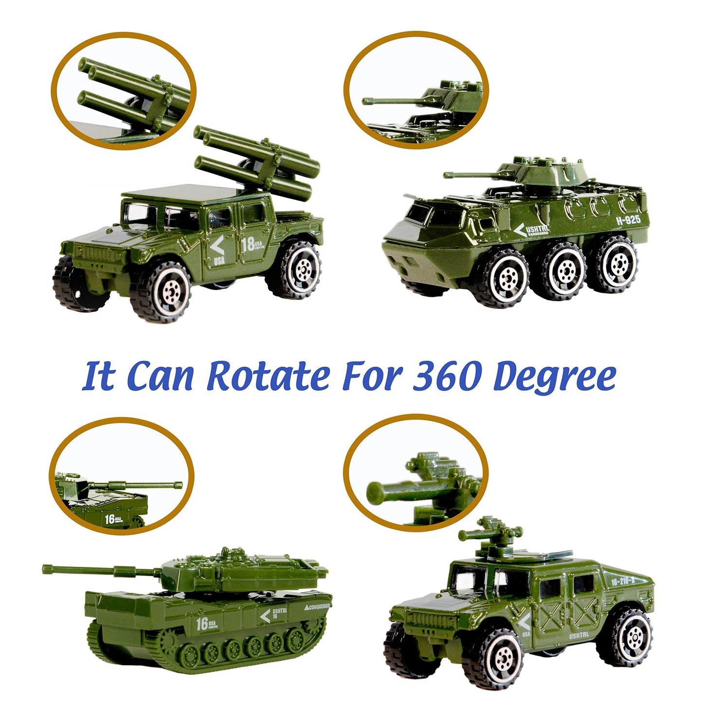 Nunkitoy Die-Cast Military Vehicles Set 6-Pack — 1:87 Scale Army Models