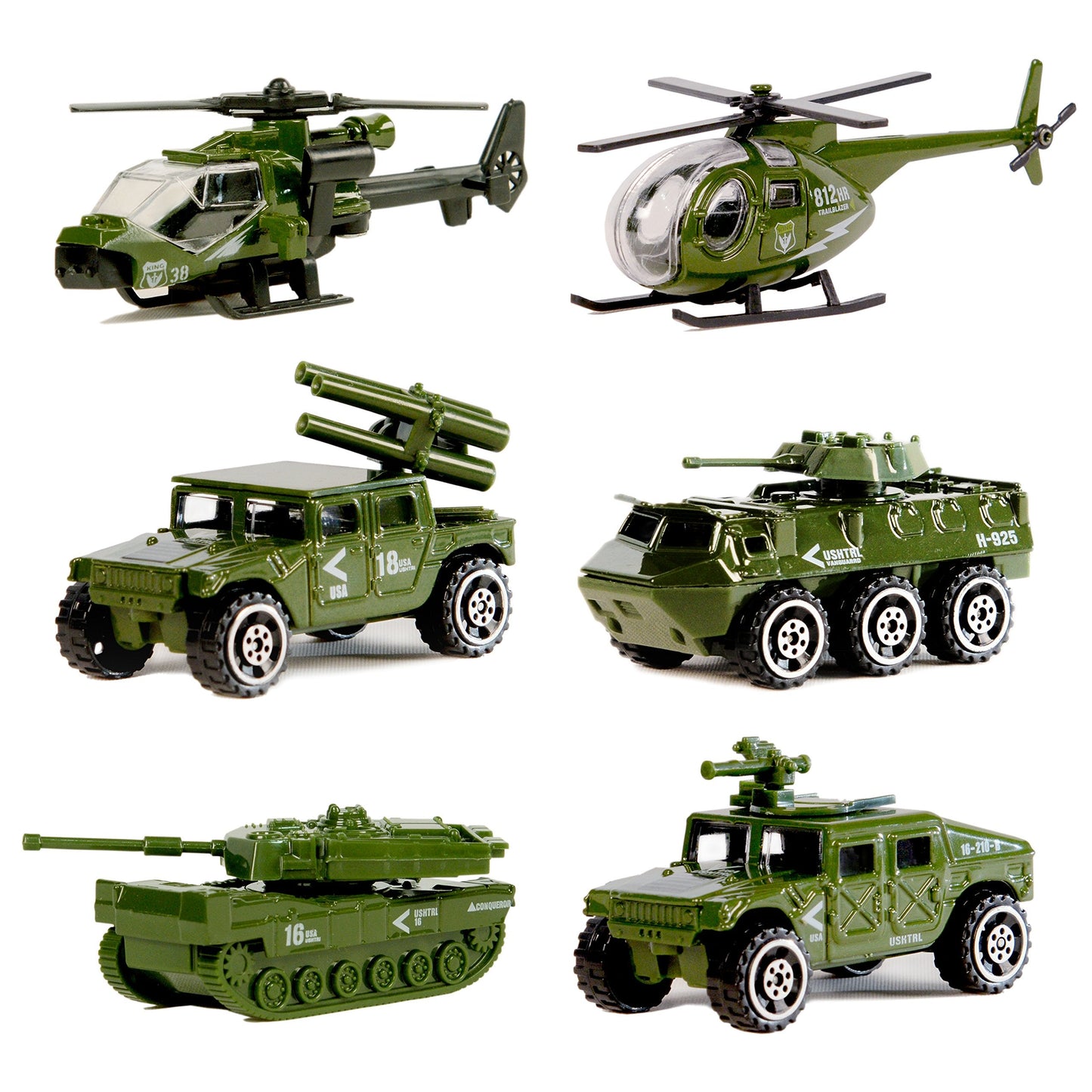 Nunkitoy Die-Cast Military Vehicles Set 6-Pack — 1:87 Scale Army Models