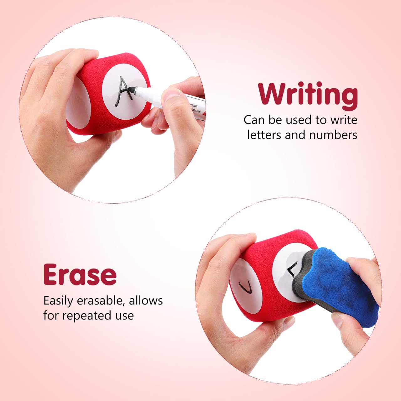 NUOBESTY Giant Foam Dice – Dry Erase, 2.36-Inch Large Dice for Home & Classroom