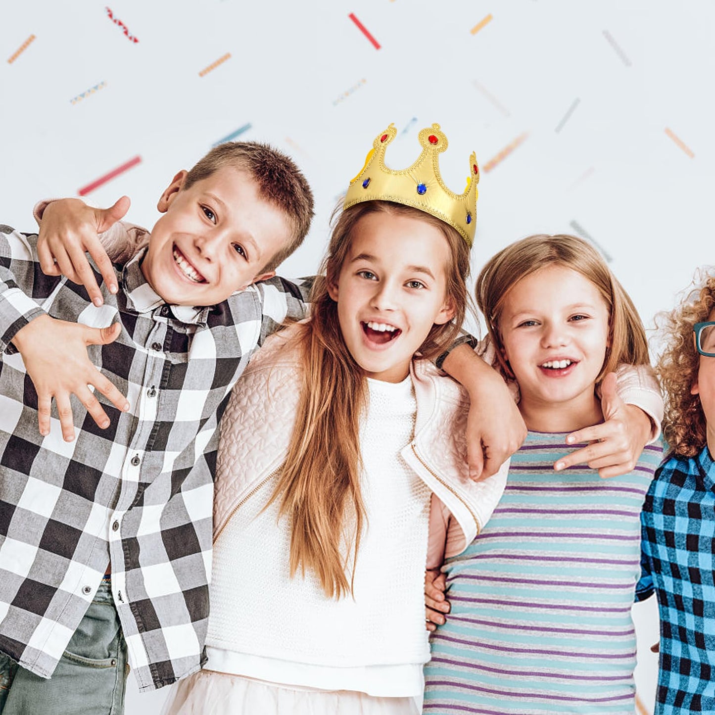 NUOBESTY Golden King Crown for Kids – Adjustable 22-Inch Birthday Crown Hat