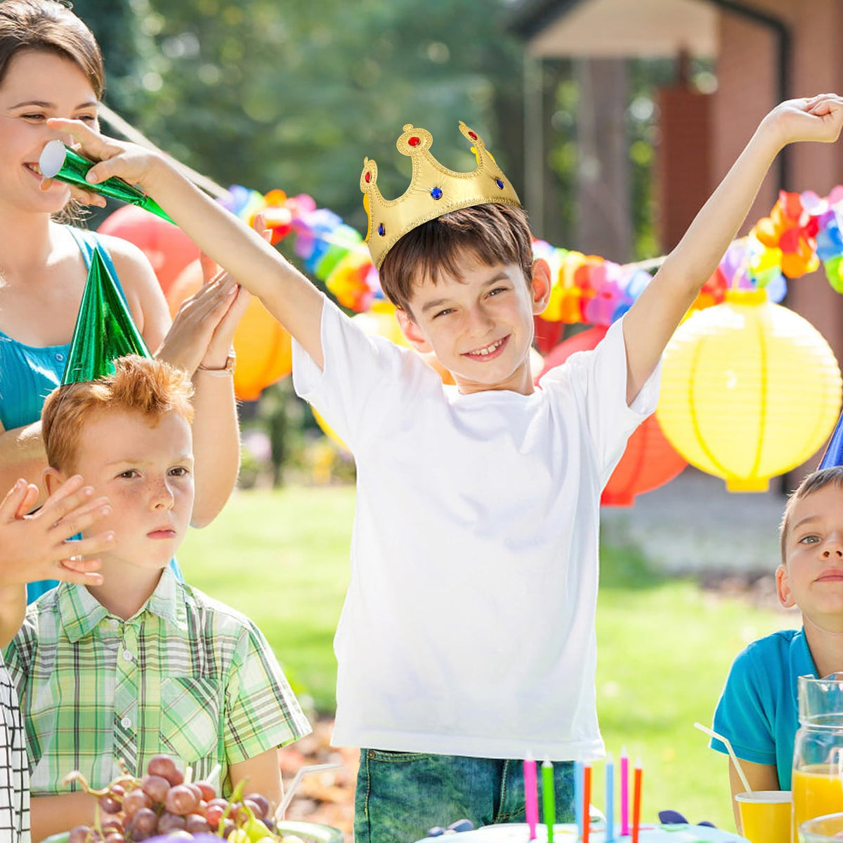 NUOBESTY Golden King Crown for Kids – Adjustable 22-Inch Birthday Crown Hat