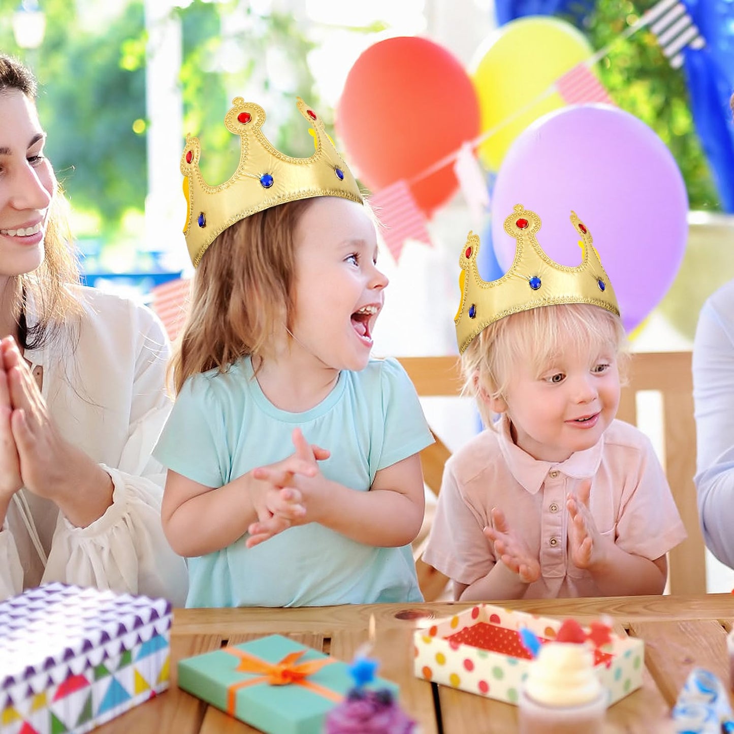 NUOBESTY Golden King Crown for Kids – Adjustable 22-Inch Birthday Crown Hat