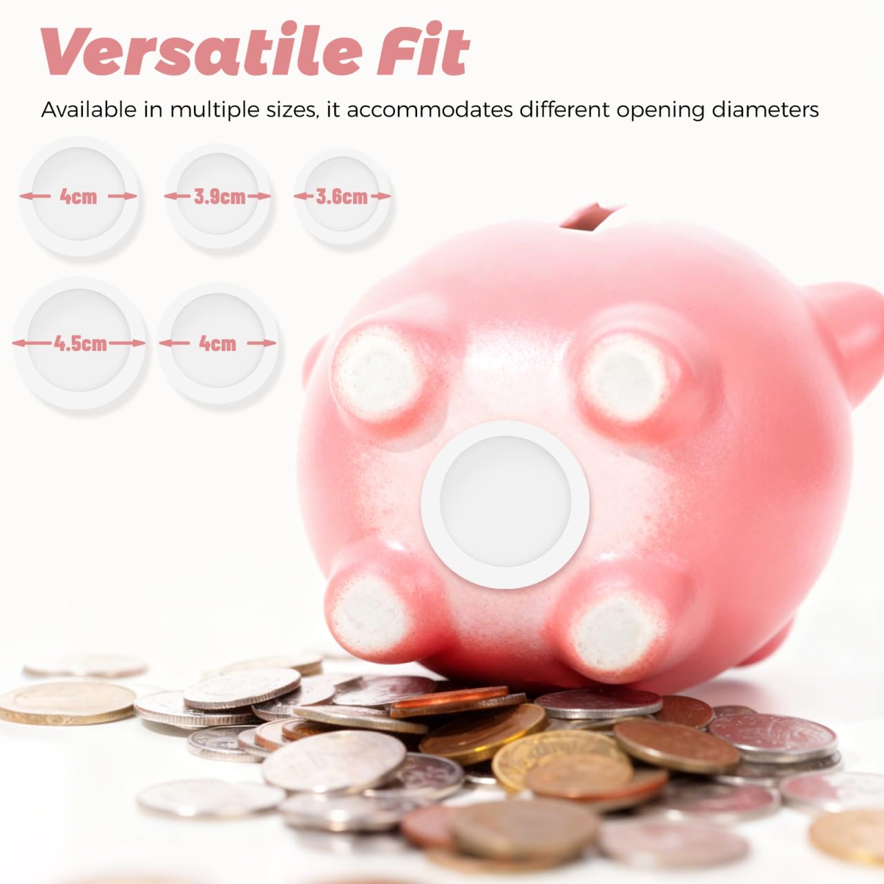 NUOBESTY Piggy Bank Stopper Set – 5 Silicone Plugs for 28–36mm Openings