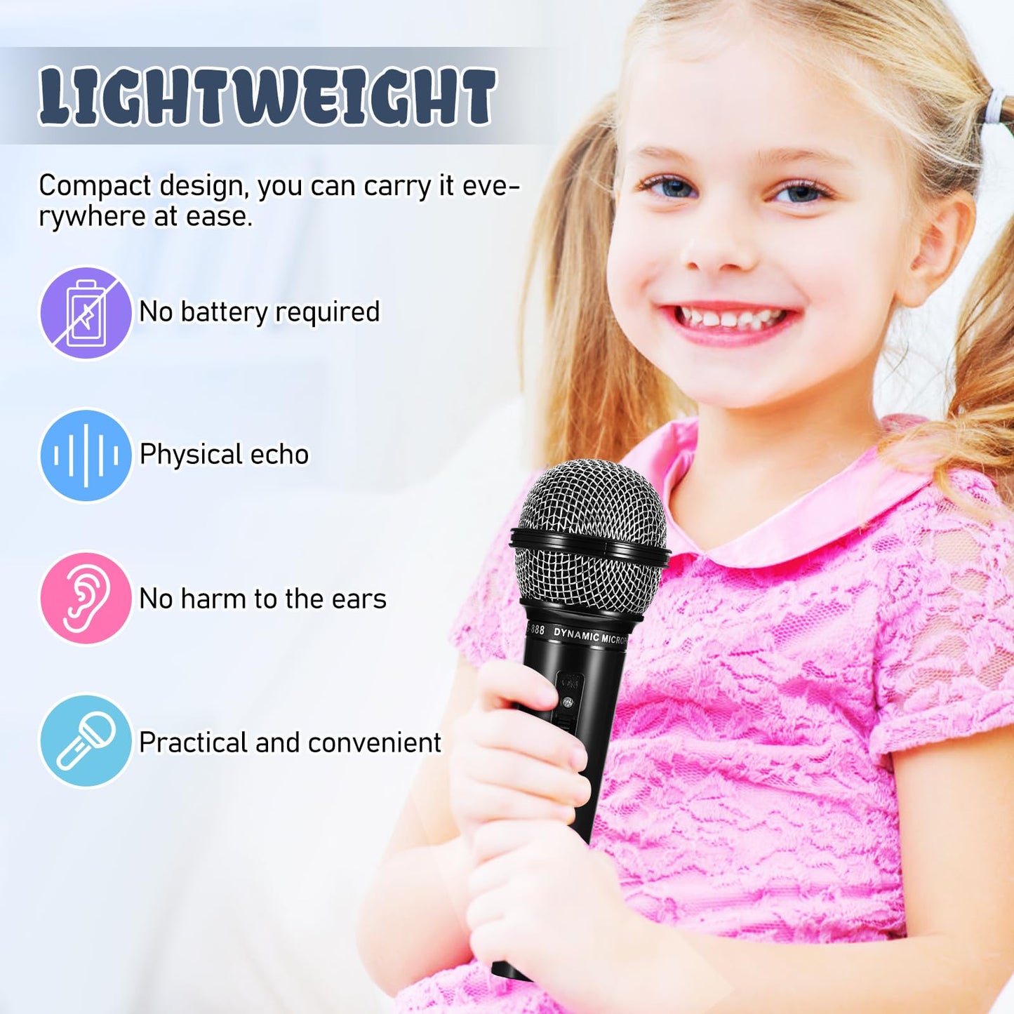 NUOBESTY Kids Pretend Microphone Toy - Lightweight Plastic Microphone Prop for Party Favors and Costume Play