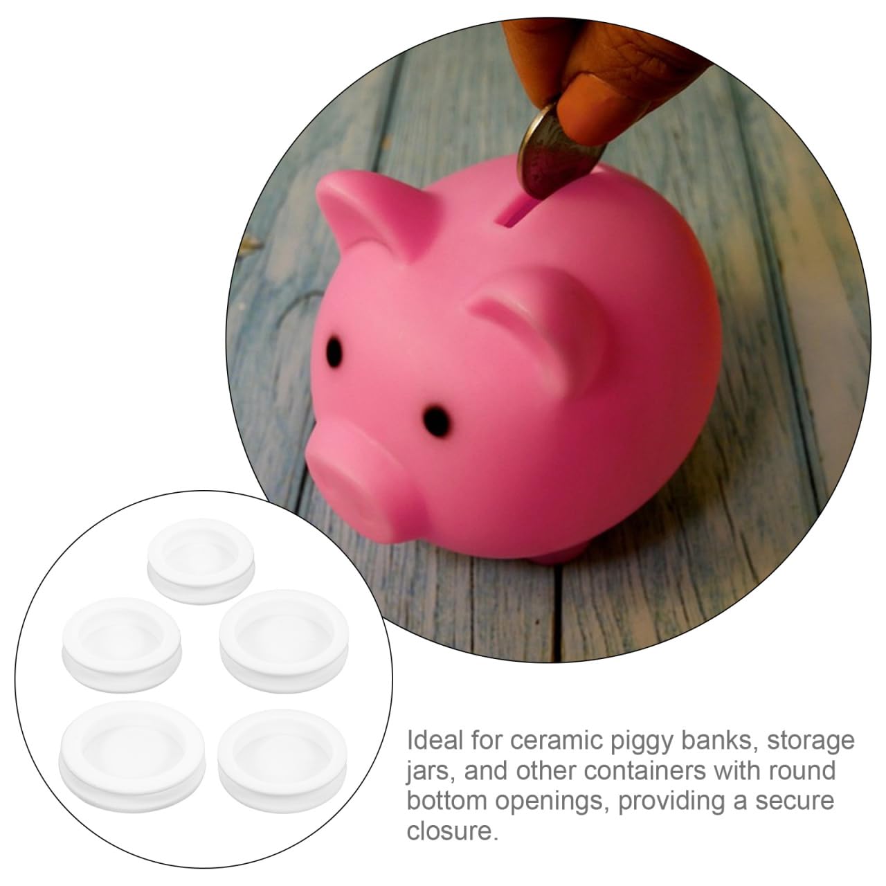 NUOBESTY Piggy Bank Stopper Set – 5 Silicone Plugs for 28–36mm Openings