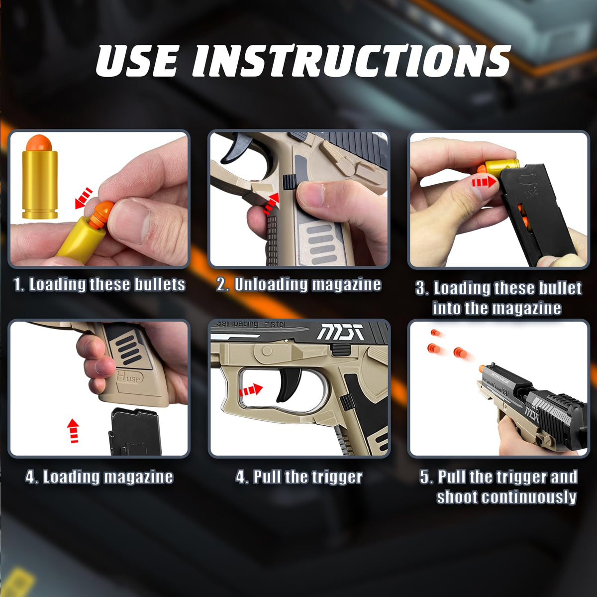 NUOLPIOM Automatic Shell Ejecting Toy Gun – Safe Soft Foam Blaster for Kids, Educational and Fun Gift