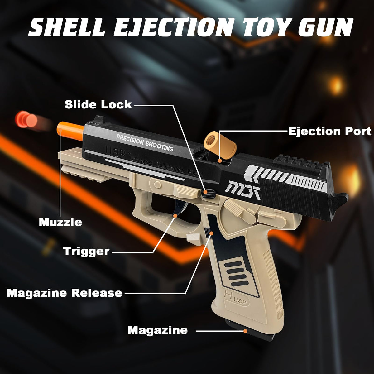 NUOLPIOM Automatic Shell Ejecting Toy Gun – Safe Soft Foam Blaster for Kids, Educational and Fun Gift