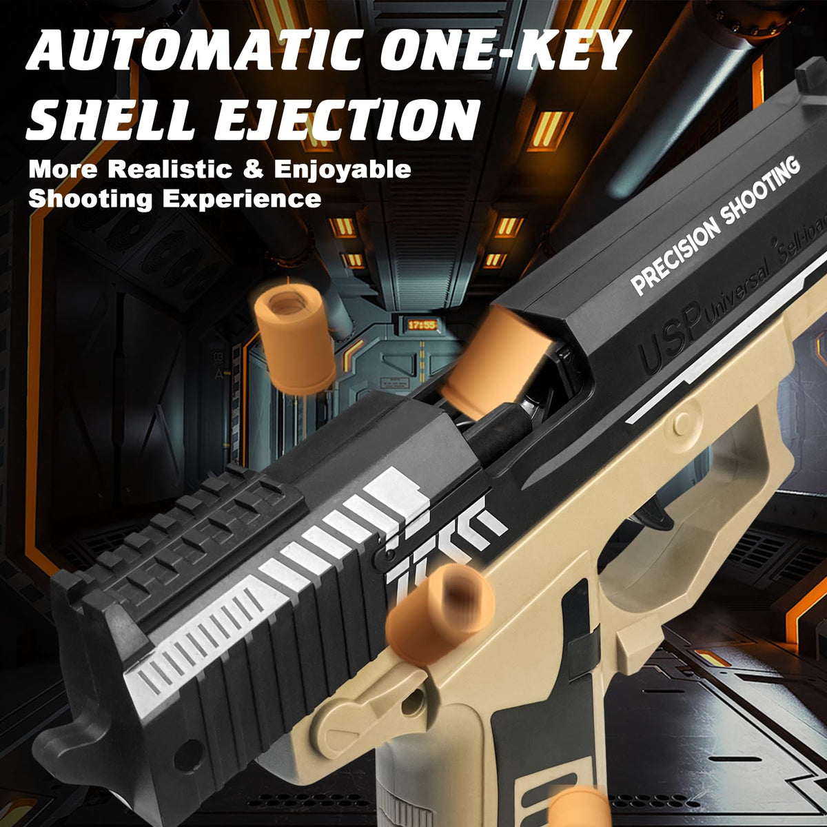 NUOLPIOM Automatic Shell Ejecting Toy Gun – Safe Soft Foam Blaster for Kids, Educational and Fun Gift