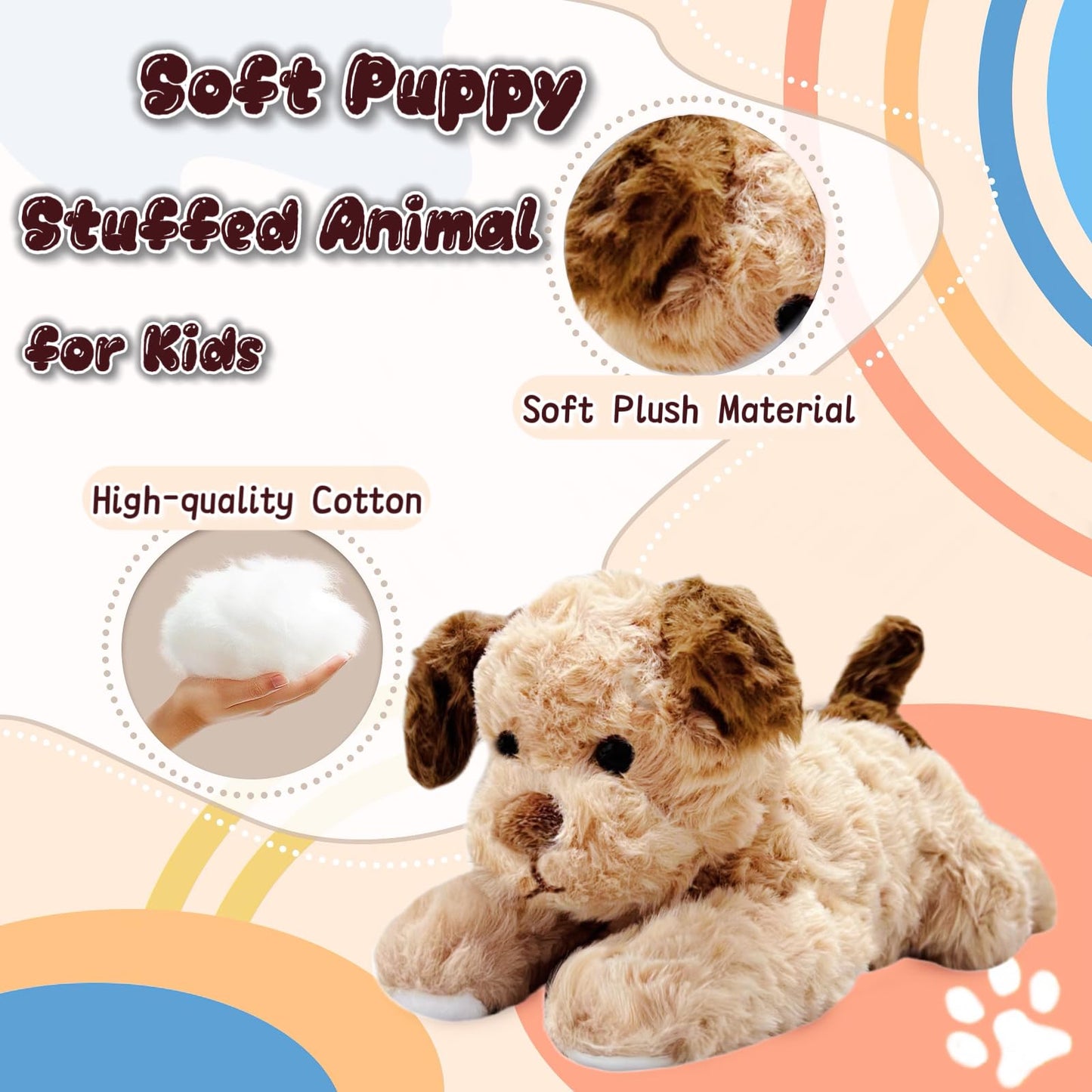 NuomiYue 12in Brown Dog Plush Toy — Weighted Puppy Pillow for Kids & Babies