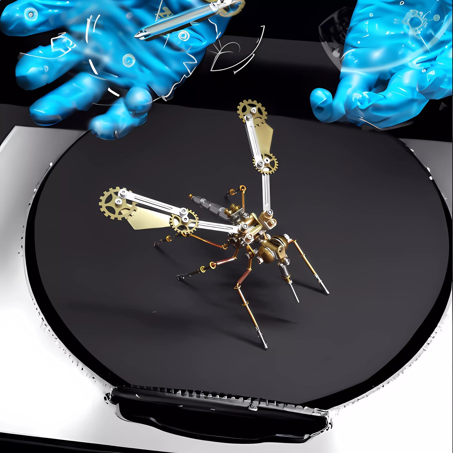 NUOSHANZS Mechanical Metal 3D Mosquito Model – Brass Steampunk Puzzle Kit
