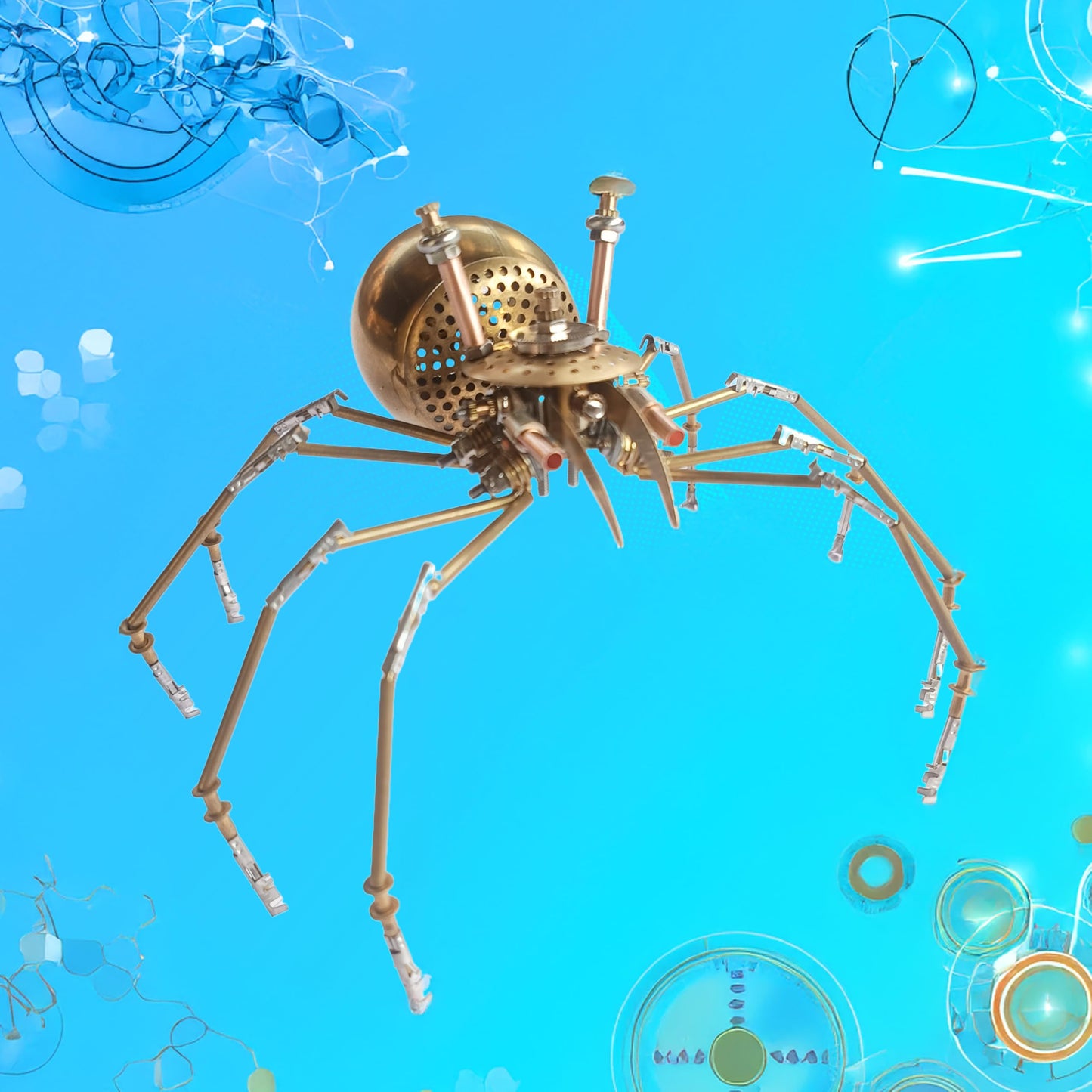 NUOSHANZS Steampunk Golden Spider Model Kit – DIY Brass Insect Puzzle
