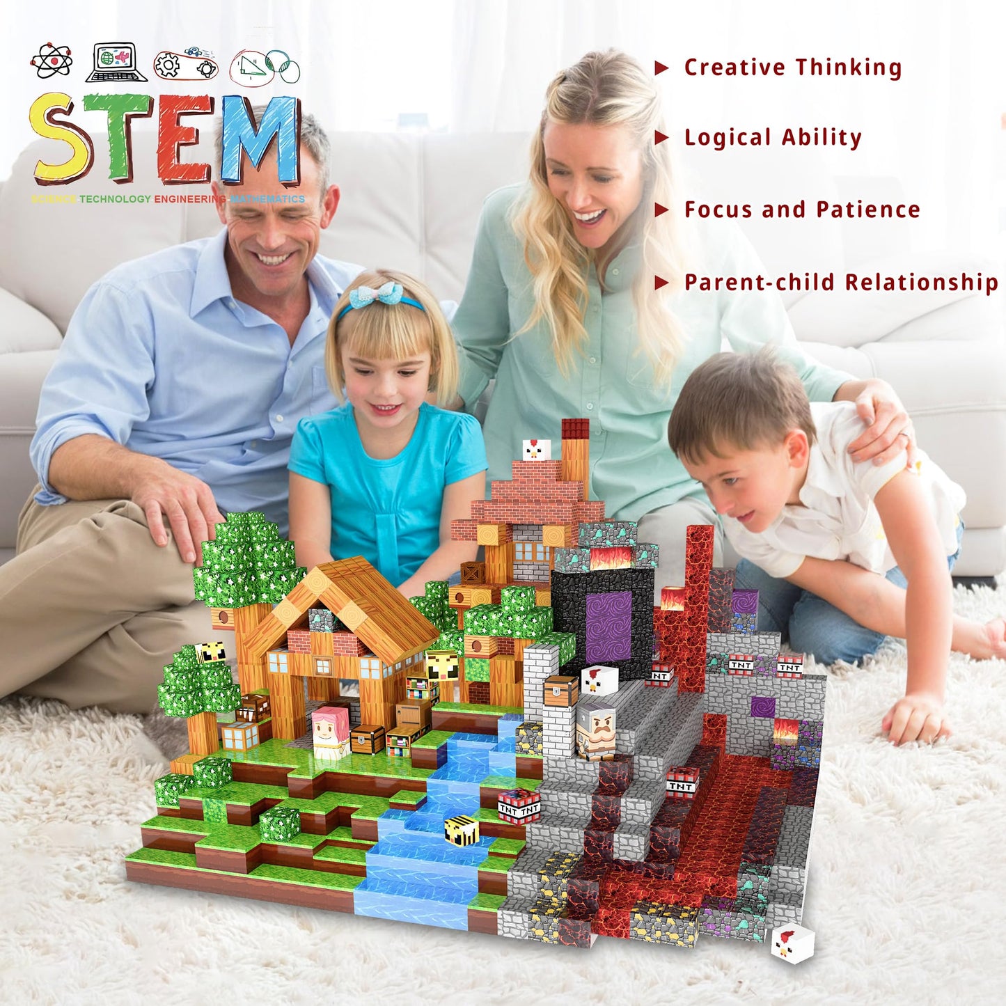 Nurcazo 150PCS Magnetic Building Blocks – 0.8in STEM Toy for Kids 3+