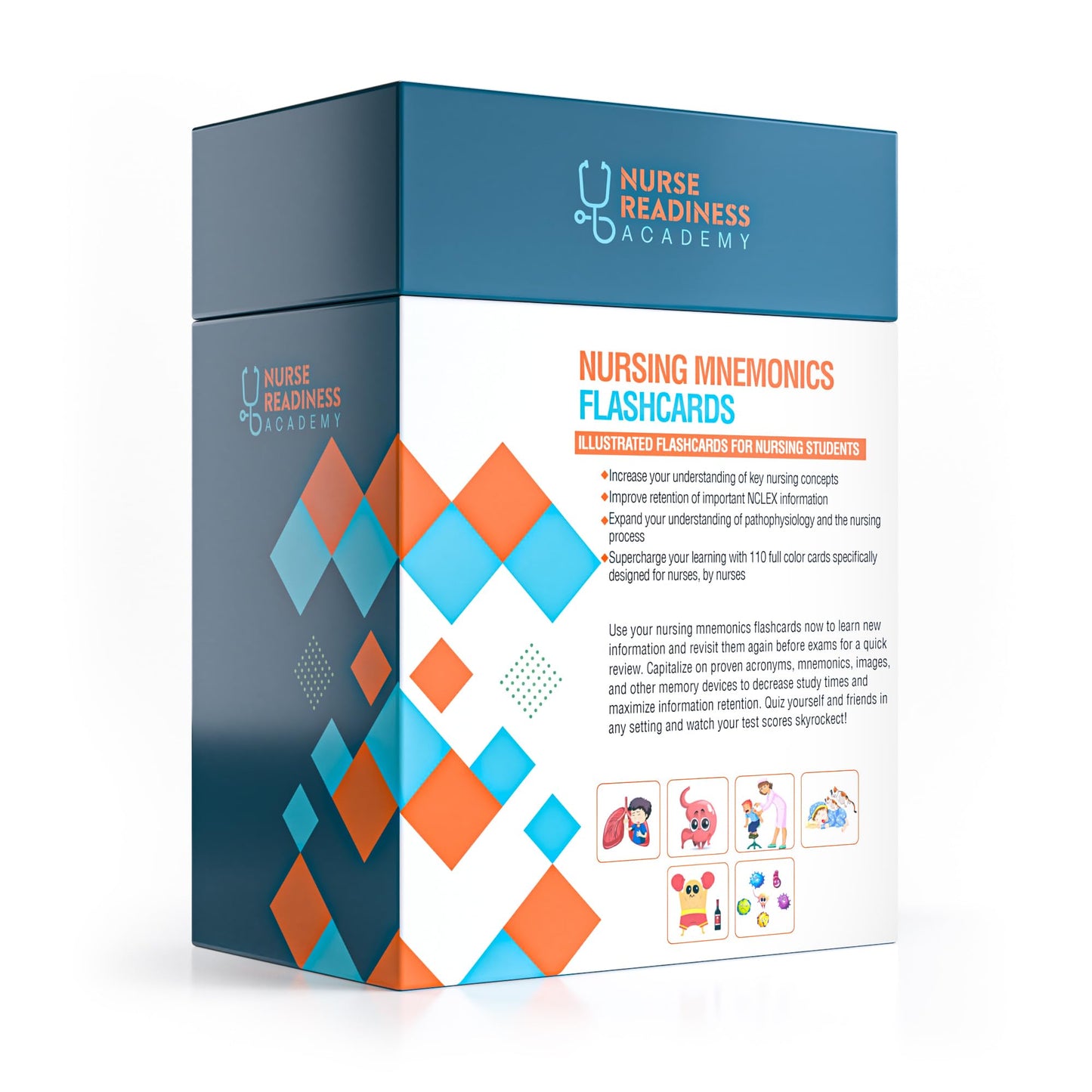 Nurse Readiness Academy Nursing Mnemonics Flashcards – 101+ Illustrated Cards