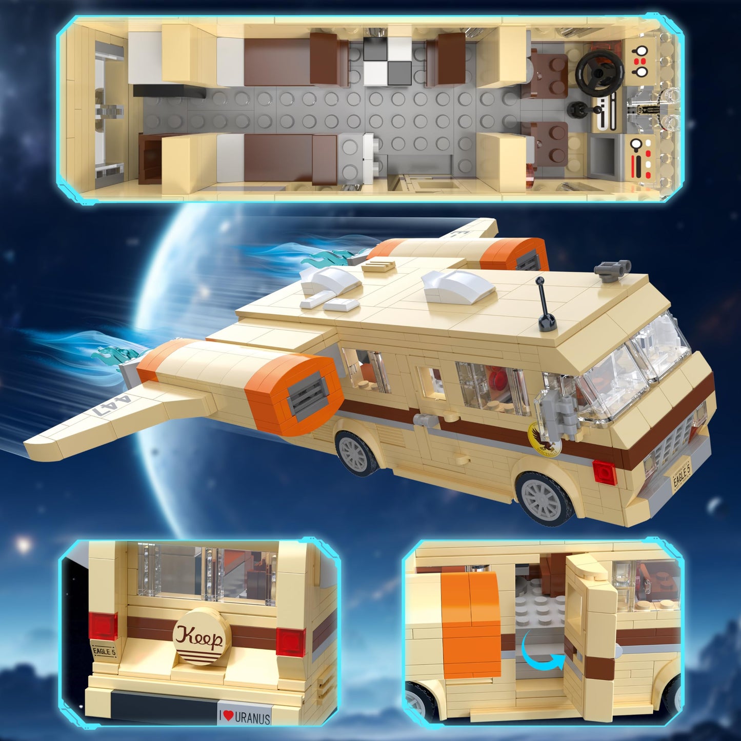 Nutain Mega Maid Spaceballs Eagle 5 Creative Building Kit — 1068 Pieces, LEGO-Compatible
