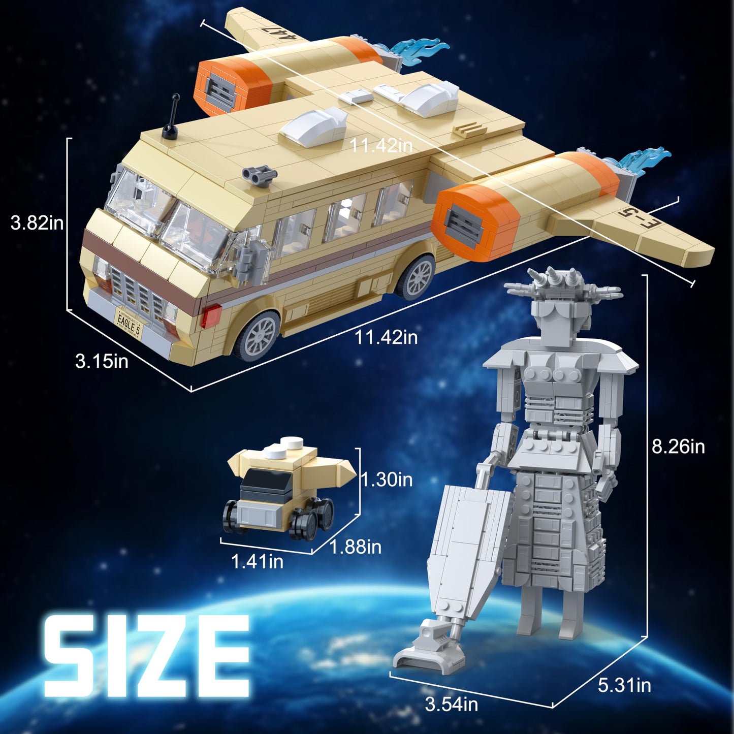 Nutain Mega Maid Spaceballs Eagle 5 Creative Building Kit — 1068 Pieces, LEGO-Compatible