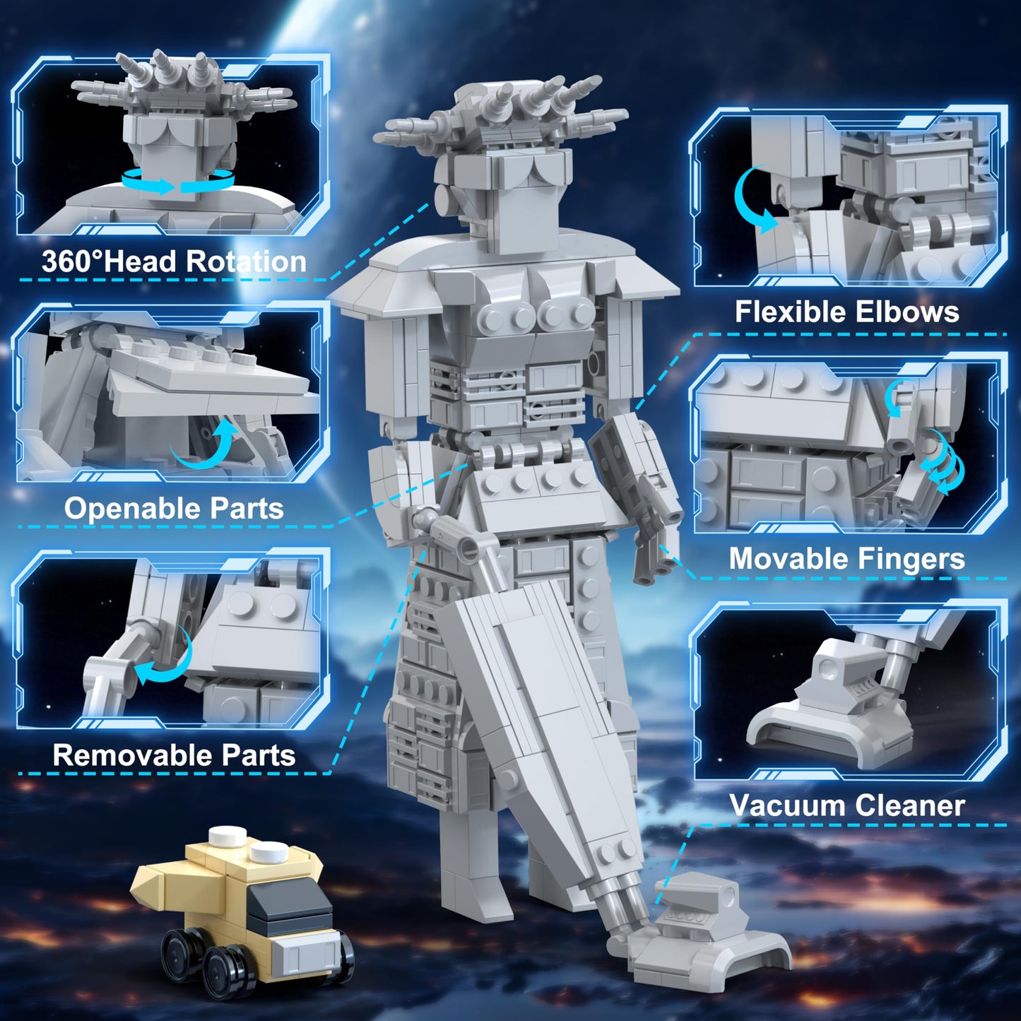 Nutain Mega Maid Spaceballs Eagle 5 Creative Building Kit — 1068 Pieces, LEGO-Compatible