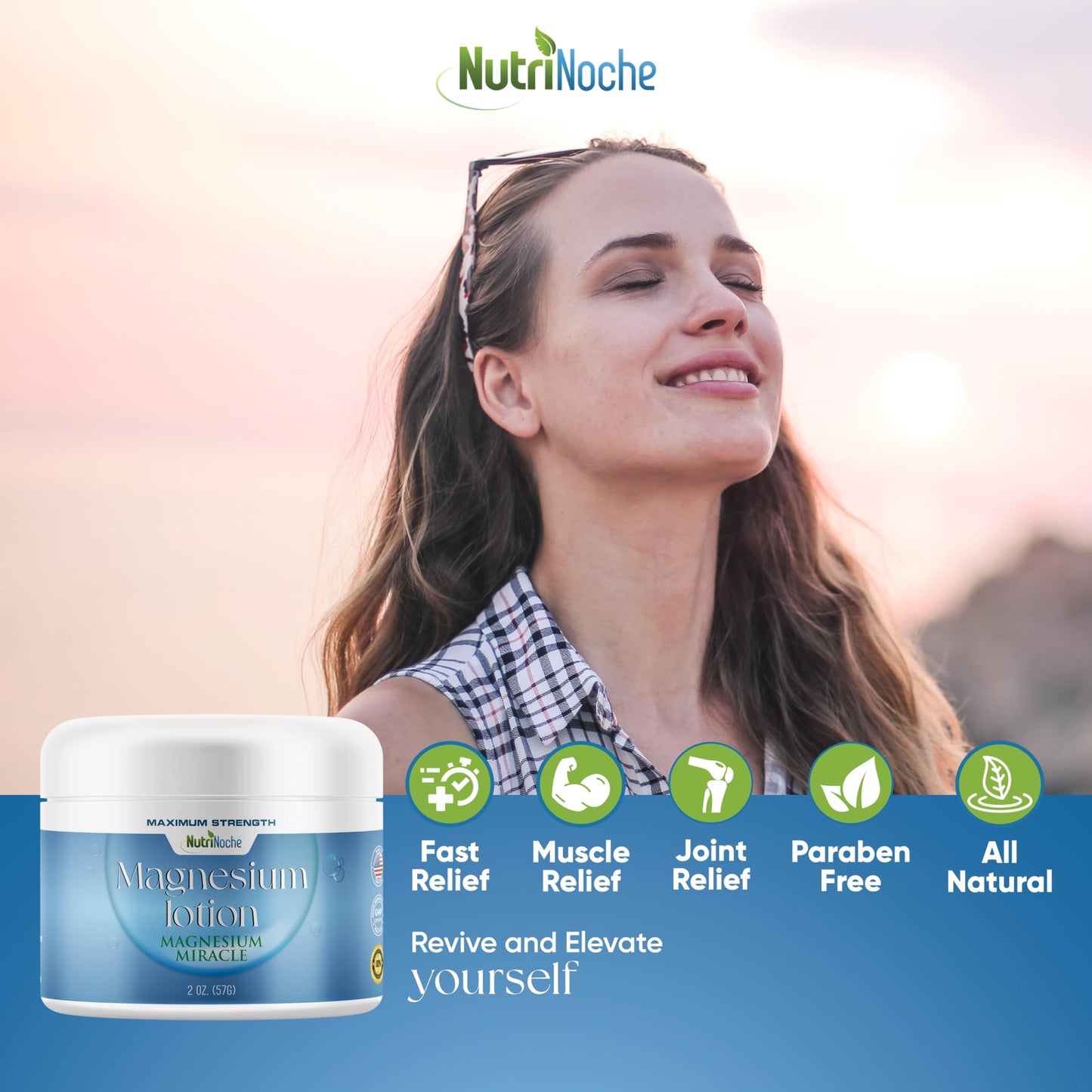 NutriNoche Magnesium Lotion - Nano Magnesium Cream for Sleep & Rest | All Natural, Made in USA