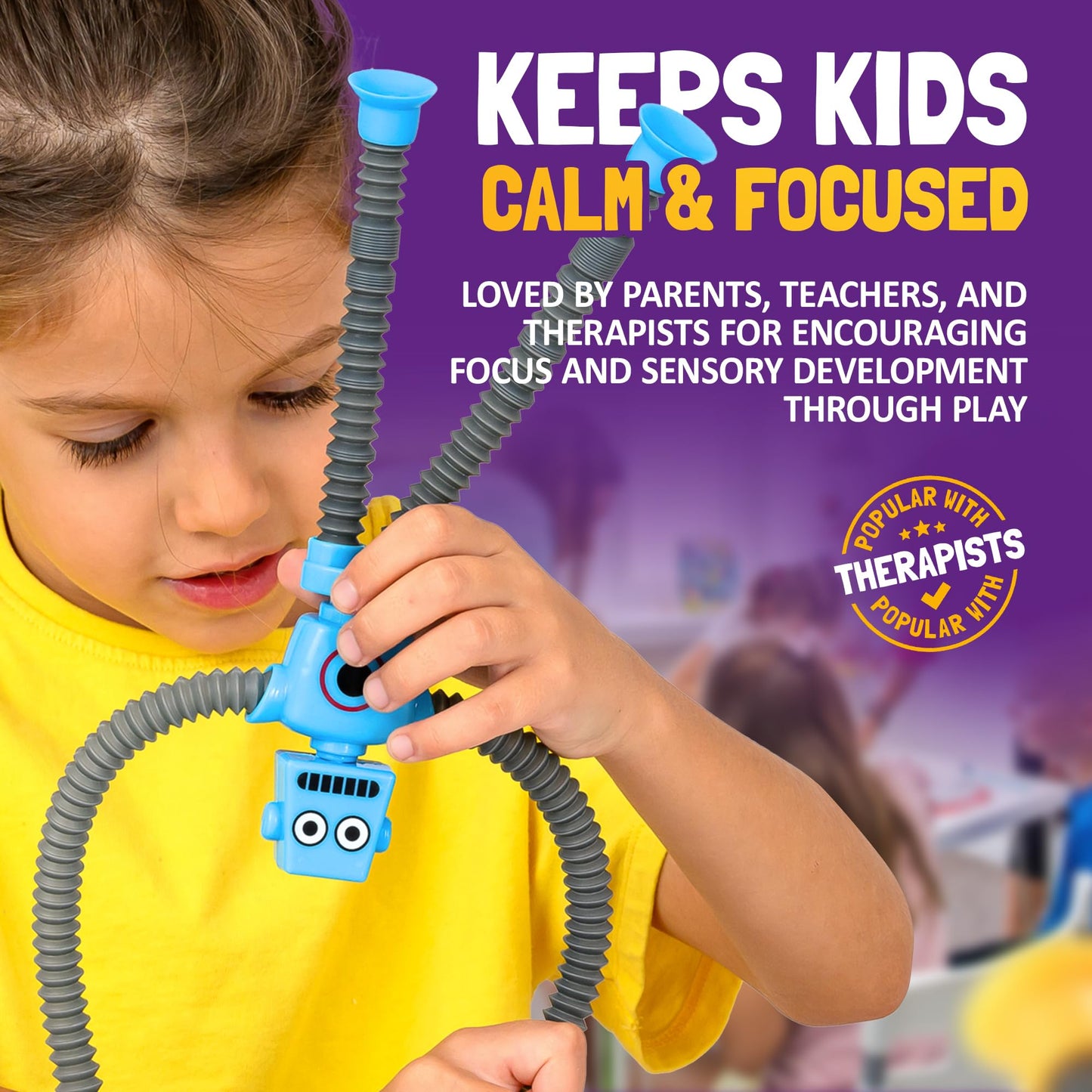 Nutty Toys Sensory Robot 4pk - Pop Tube Fidgets for ADHD & Autism (Ages 3-12)