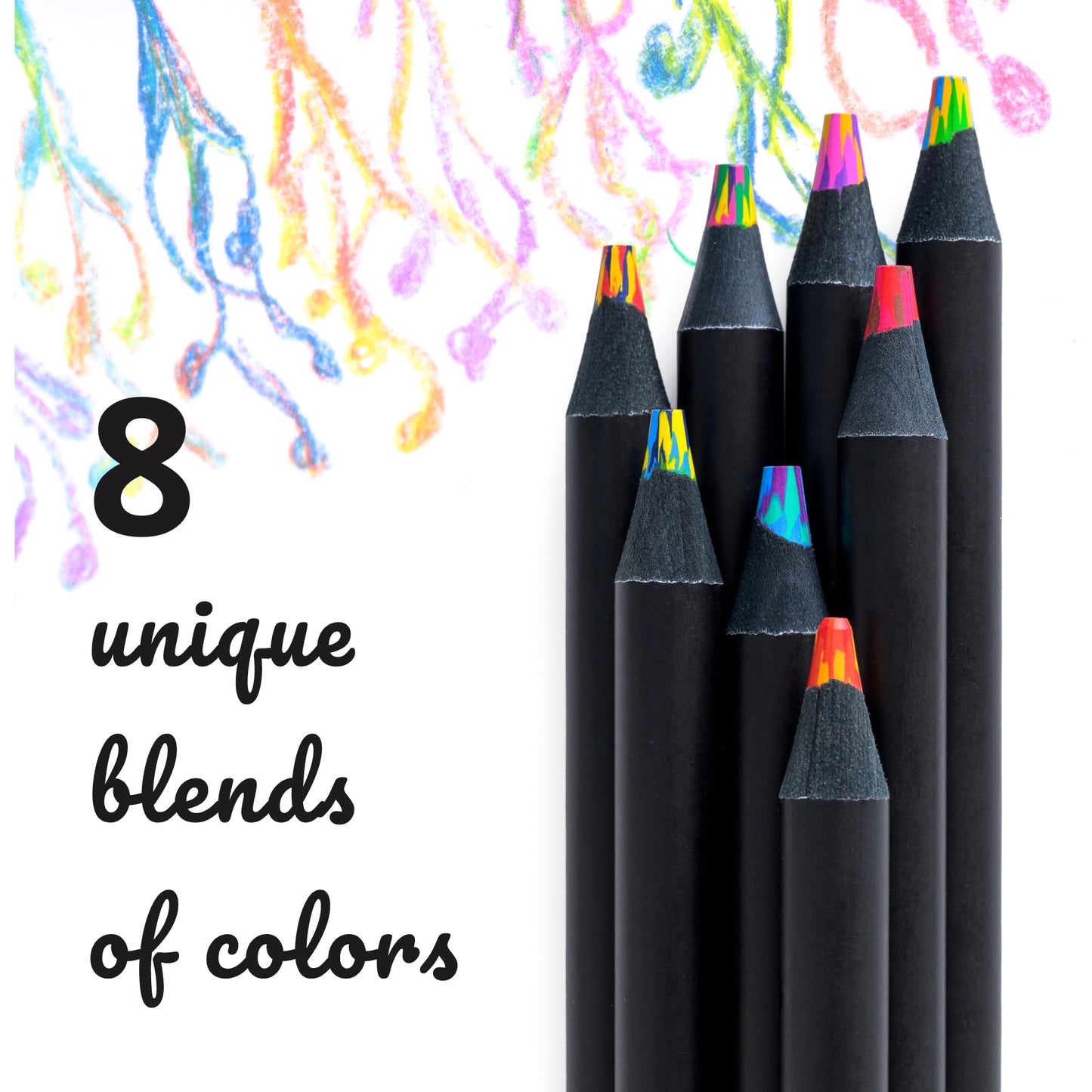 Nutty Toys Jumbo Rainbow Pencils – 8 XL Pre-Sharpened Multicolor Pencils for Kids & Adults