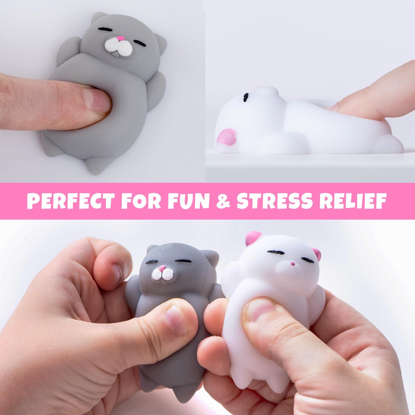Nutty Toys Squishy Cat Set - 2-inch Soft Silicone Kittens | Stress Relief Fidget Toys & Gift Idea 2026