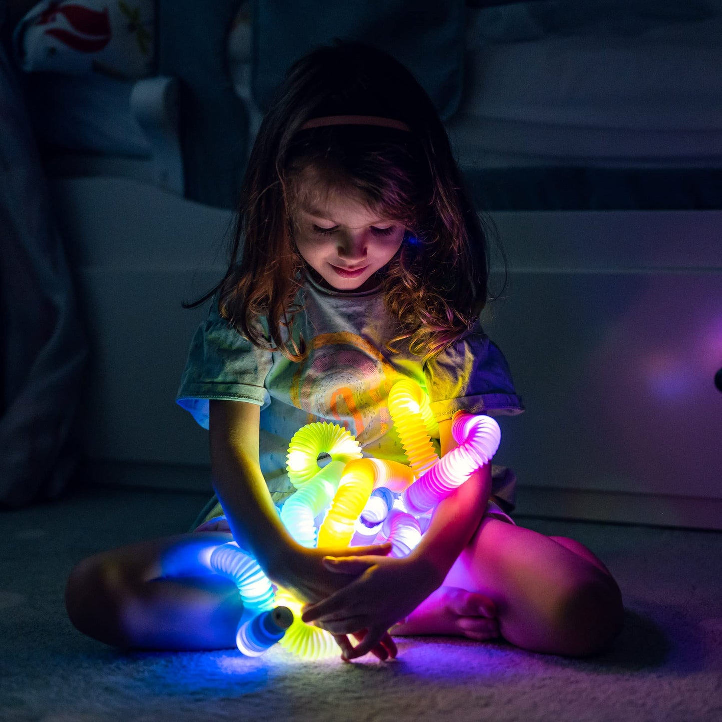 Nutty Toys Light Up Pop Tubes – Sensory Fidget Toys for Kids & Fine Motor Skills