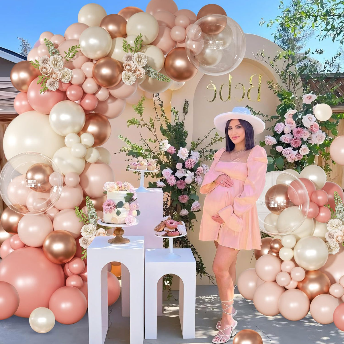 NuttyBash Dusty Pink Balloon Arch Kit – 136-Piece Rose Gold & Blush Garland