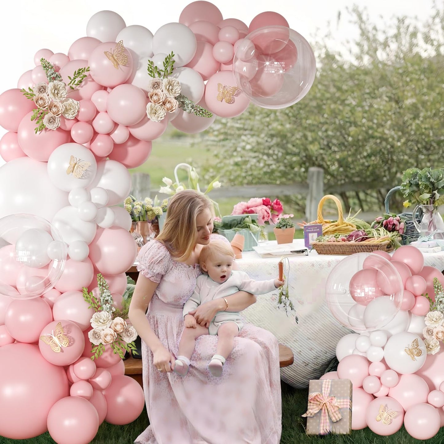 NUTTYBASH Light Pink Balloon Arch Kit — 126Pcs Macaron Pink & White