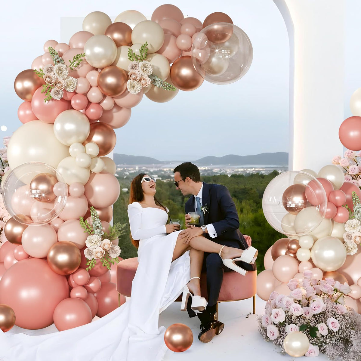 NuttyBash Dusty Pink Balloon Arch Kit – 136-Piece Rose Gold & Blush Garland