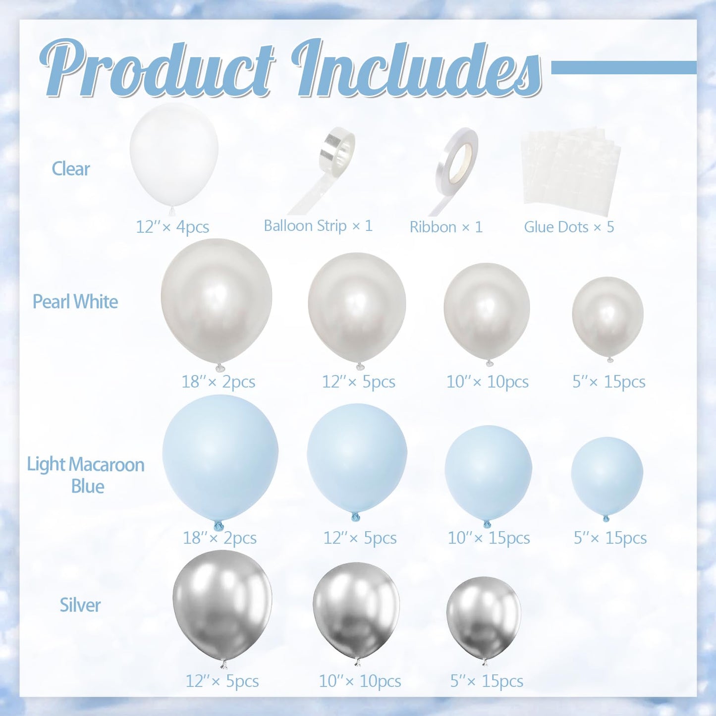 NuttyBash Blue and Silver Balloon Arch Kit – Wedding & Celebration Garland