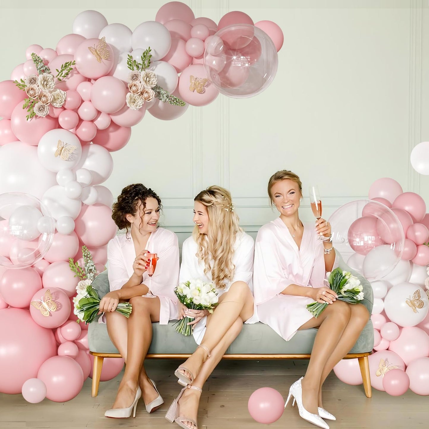 NUTTYBASH Light Pink Balloon Arch Kit — 126Pcs Macaron Pink & White