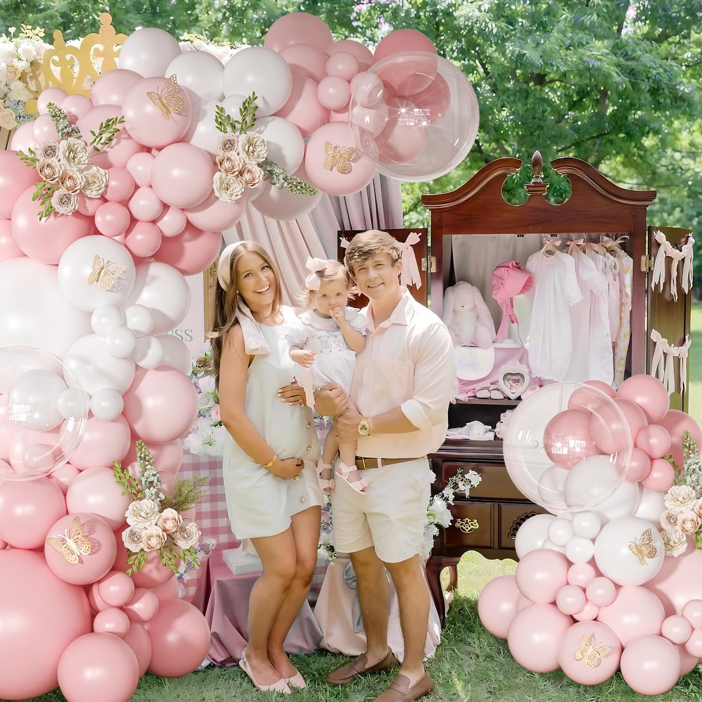 NUTTYBASH Light Pink Balloon Arch Kit — 126Pcs Macaron Pink & White