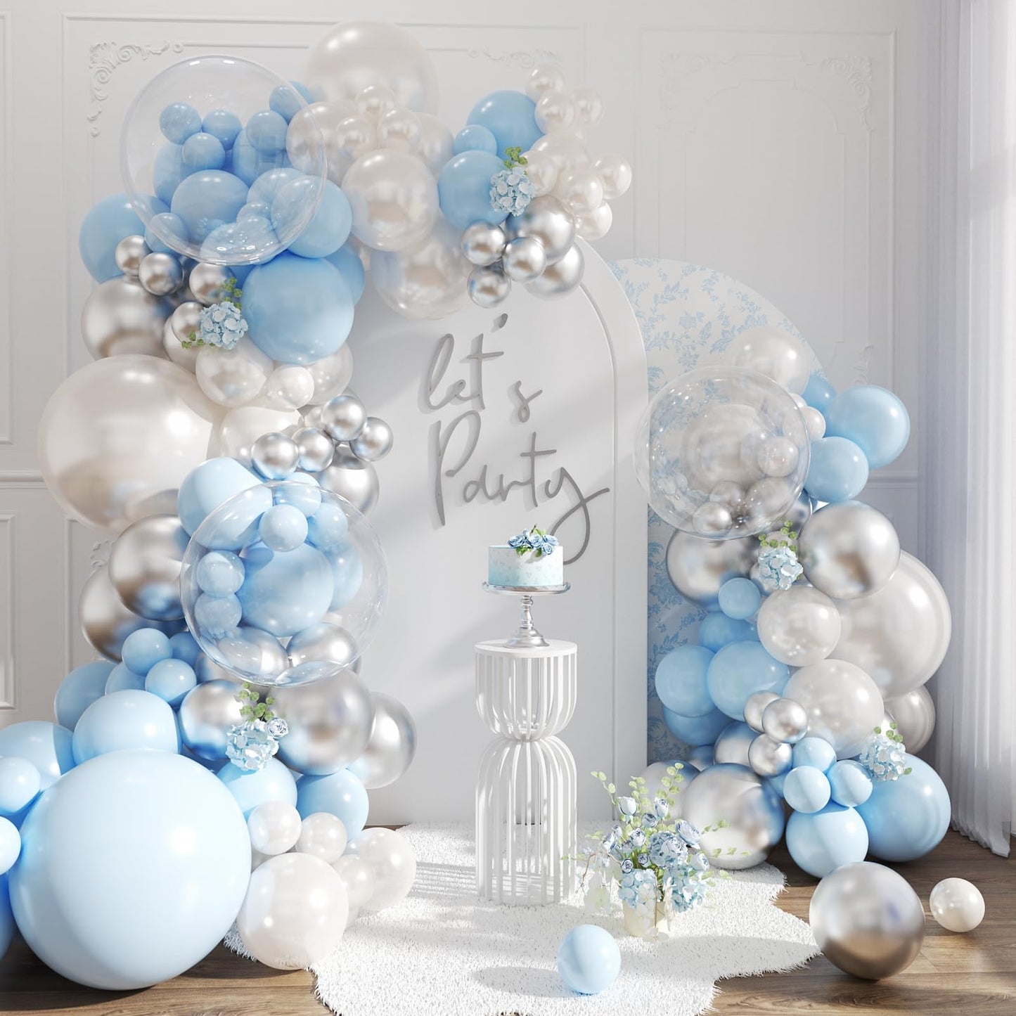 NuttyBash Blue and Silver Balloon Arch Kit – Wedding & Celebration Garland