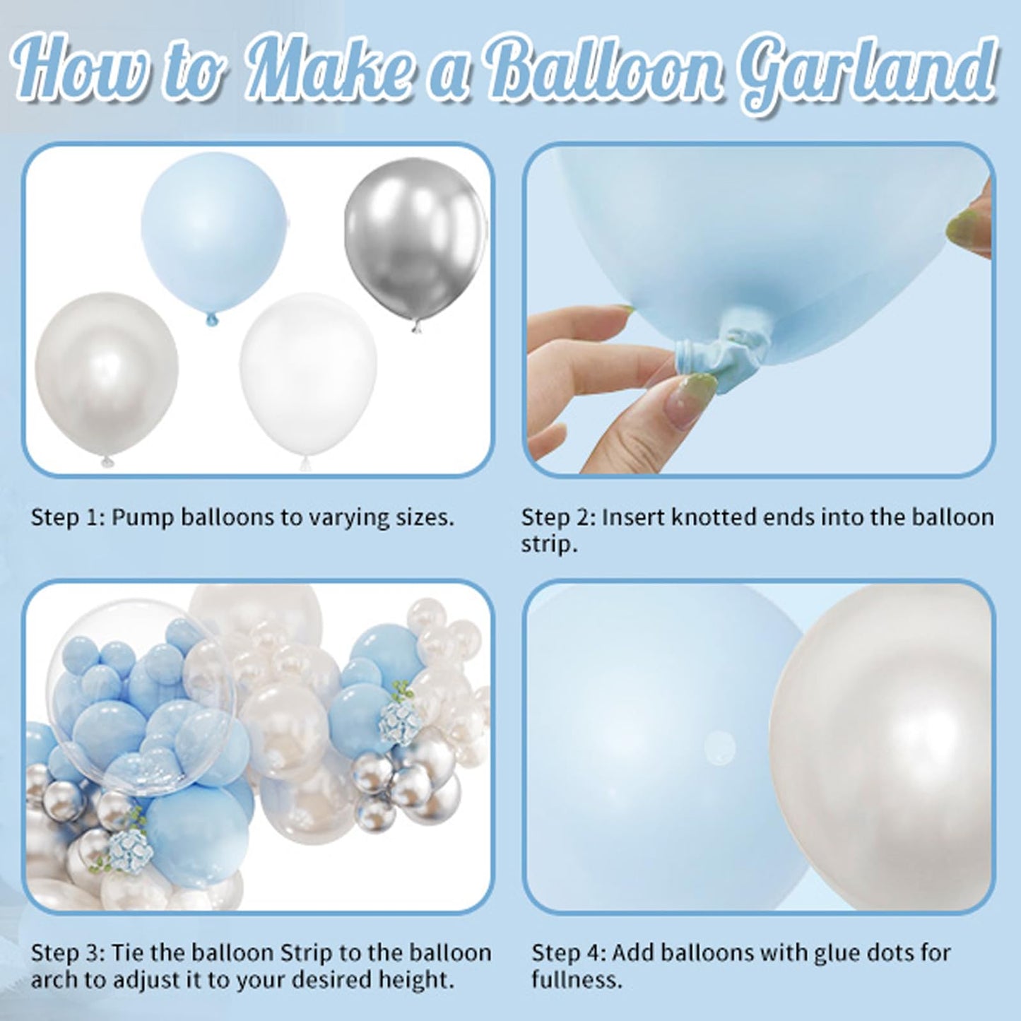 NuttyBash Blue and Silver Balloon Arch Kit – Wedding & Celebration Garland