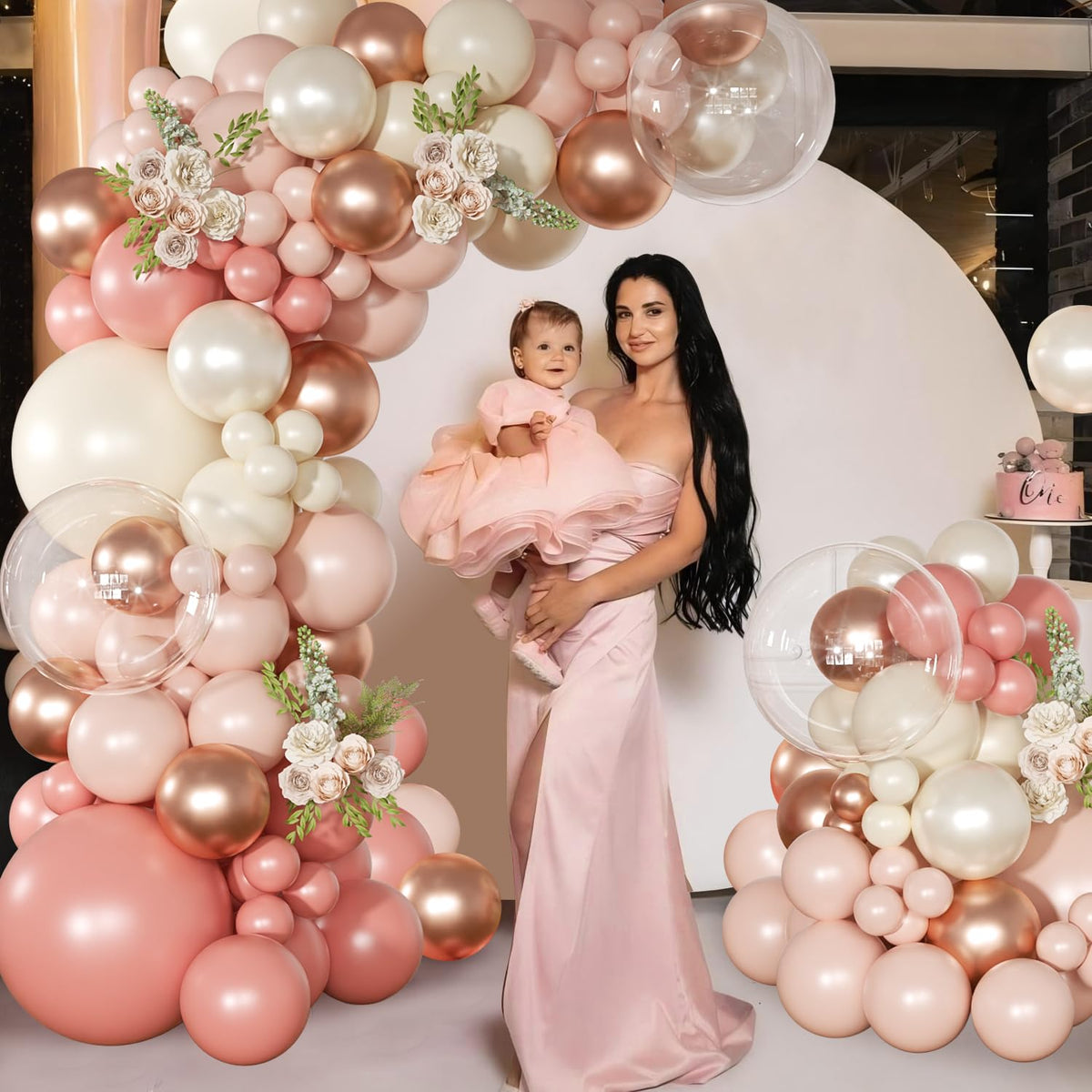 NuttyBash Dusty Pink Balloon Arch Kit – 136-Piece Rose Gold & Blush Garland