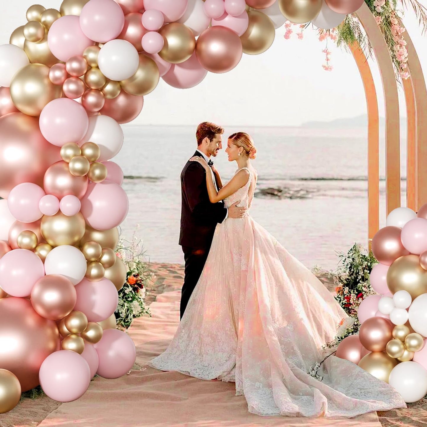 NUTTYBASH Rose Gold Pink Balloon Arch Kit 163 Pcs | Balloon Garland for Weddings & Parties