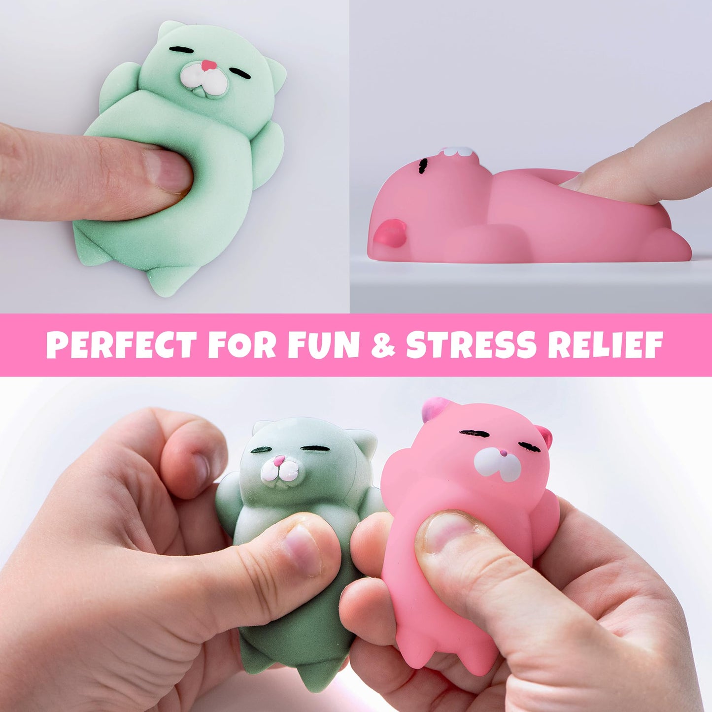 Nutty Toys Squishy Cat Set — 2in Soft Silicone Kittens for Focus & Calm