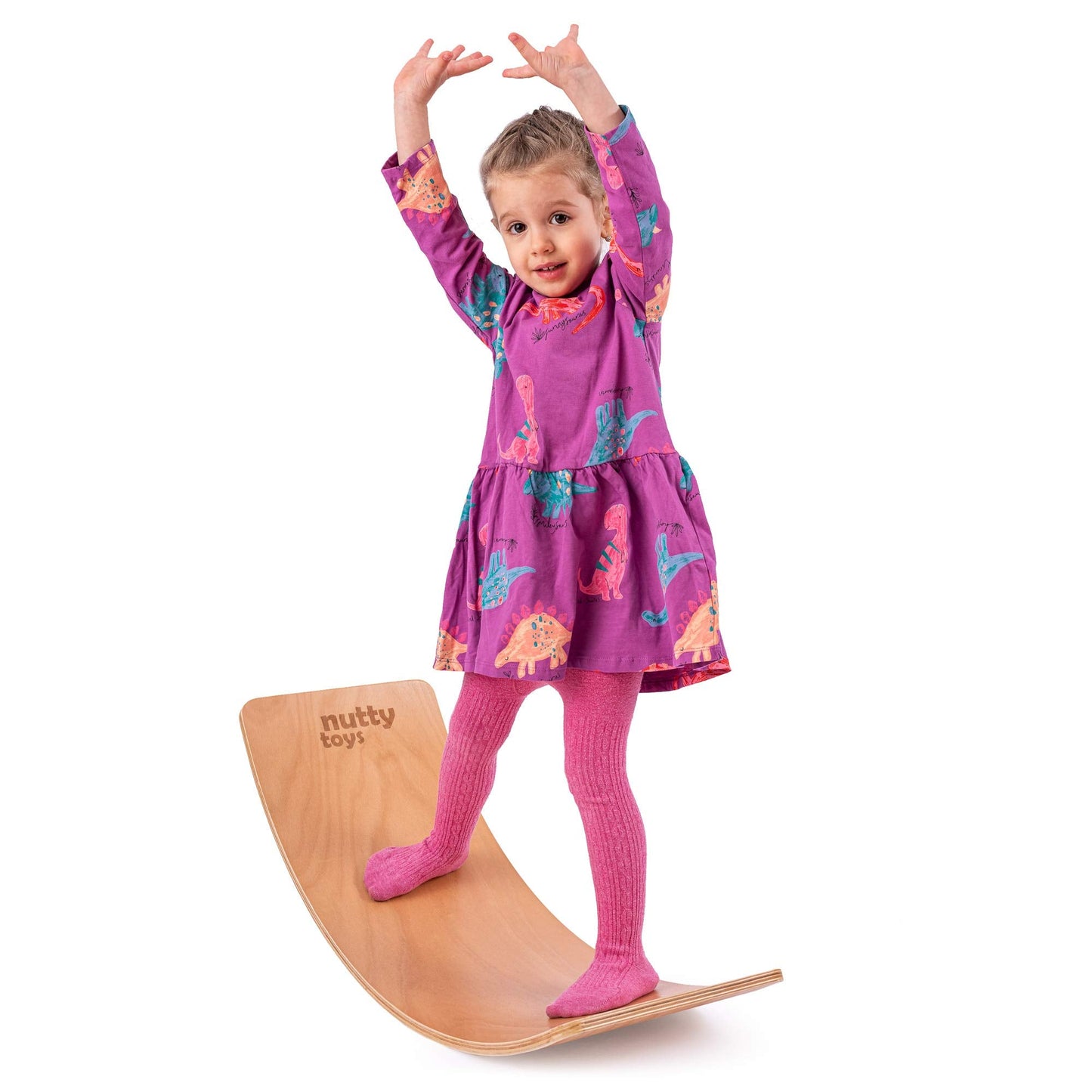 NUTTY TOYS Montessori Wooden Wobble Board – 35-inch Balance Board for Kids & Adults