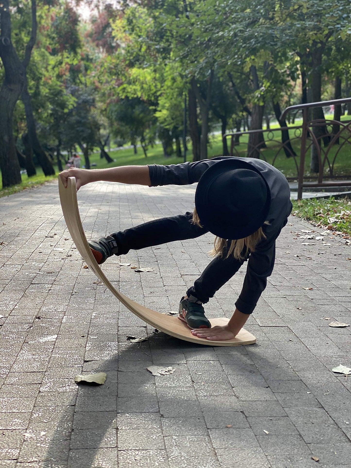 NUTTY TOYS Montessori Wooden Wobble Board – 35-inch Balance Board for Kids & Adults