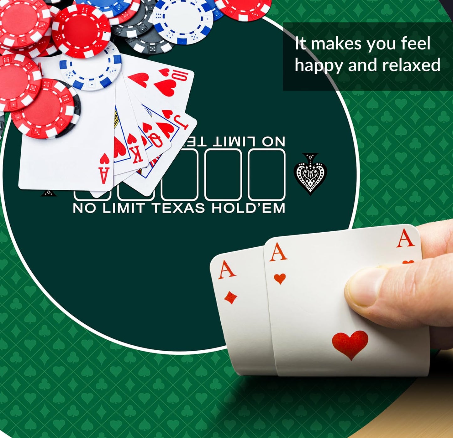 nuveti Round Poker Mat 24/31/47/55in | Art Deco 8-Player Layout | Portable Table Top