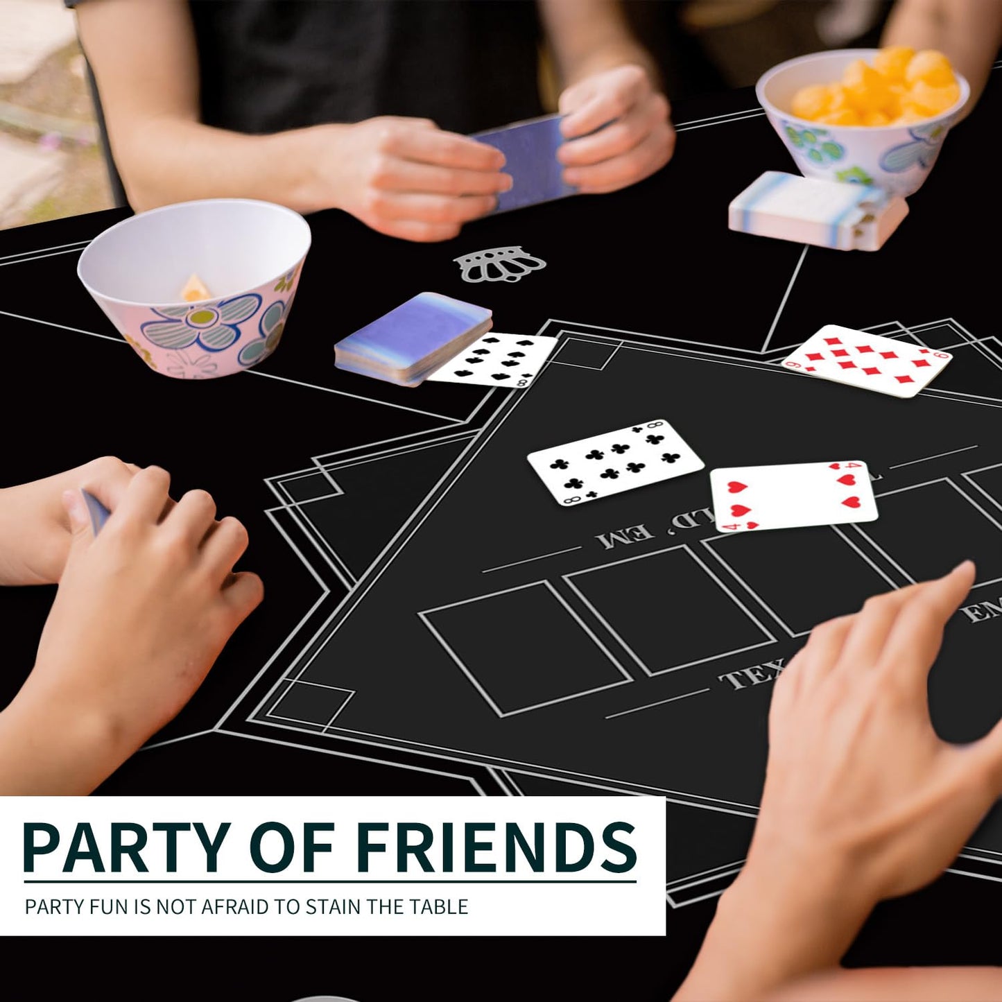 nuveti 24/31/39/47/55 in Square Foldable Poker Tabletop — Portable Anti-Slip Rubber Mat for 6-8 Players