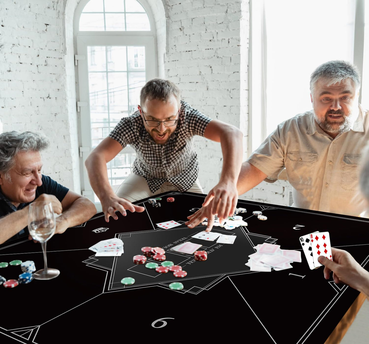 nuveti 24/31/39/47/55 in Square Foldable Poker Tabletop — Portable Anti-Slip Rubber Mat for 6-8 Players