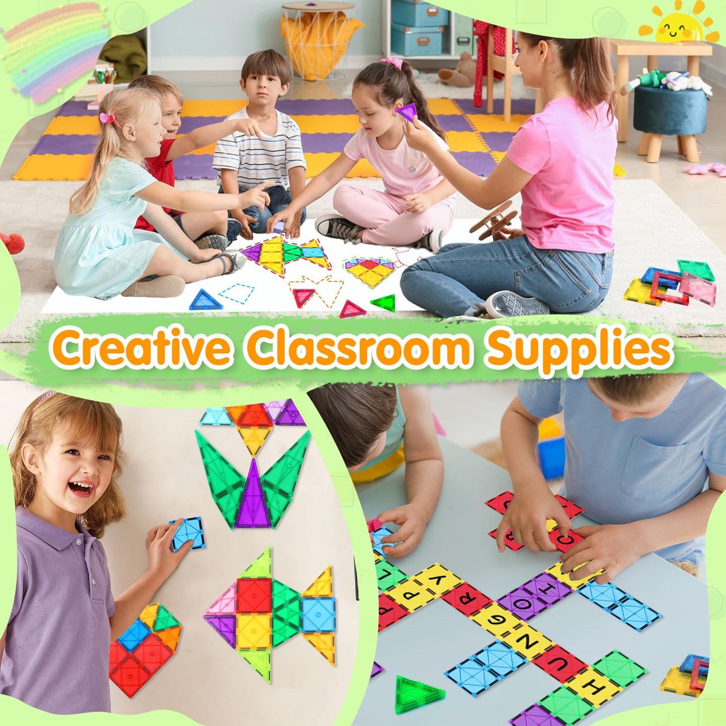 NVHH 100PCS Magnetic Tiles Blocks – STEM Building Toys for Kids Aged 3-8