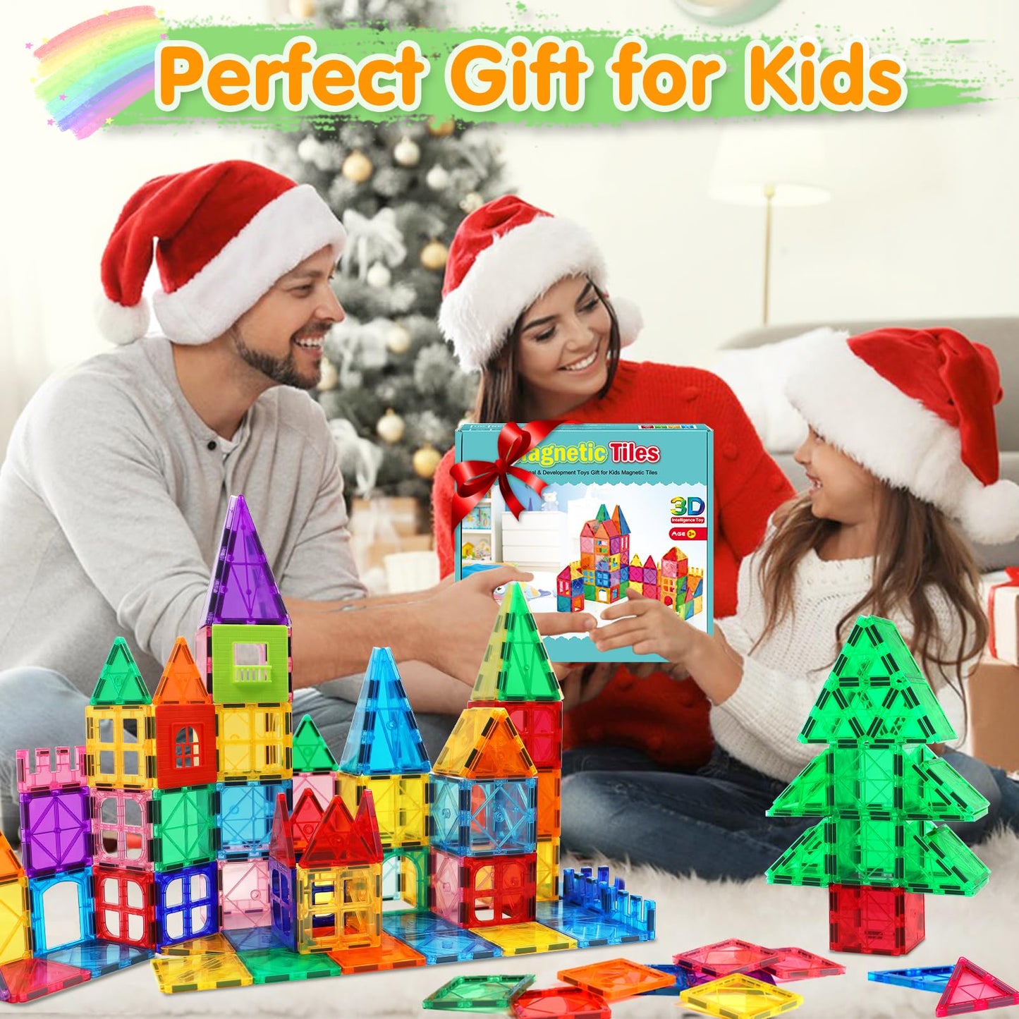 NVHH 100PCS Magnetic Tiles Blocks – STEM Building Toys for Kids Aged 3-8